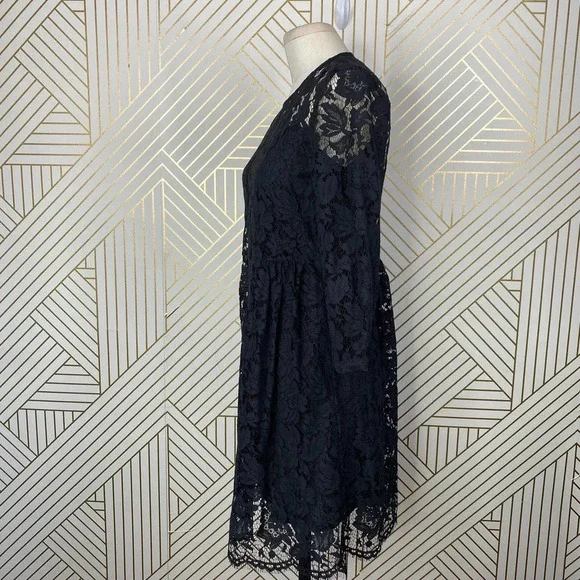Anthropologie Mare Mare Persephone Dress 3/4 Sleeve Lace Black Size Small Petite - Picture 7 of 12